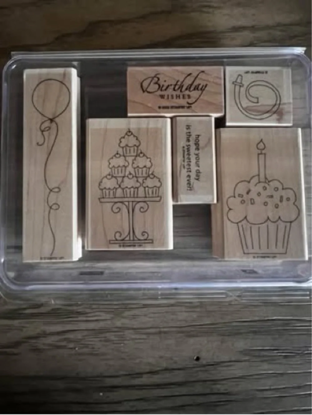 Stampin' Up! Wooden Birthday Stamp Set - Natural Wood Tones